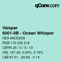 カラーコード: Valspar - 6001-9B - Ocean Whisper | qconv.com