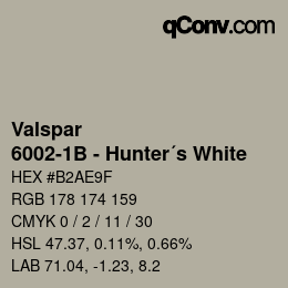 Farbcode: Valspar - 6002-1B - Hunter´s White | qconv.com