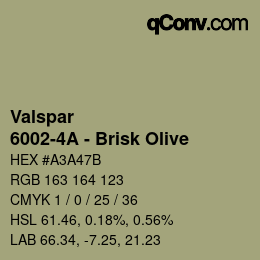 カラーコード: Valspar - 6002-4A - Brisk Olive | qconv.com