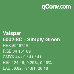 カラーコード: Valspar - 6002-8C - Simply Green | qconv.com