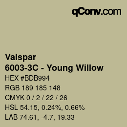 カラーコード: Valspar - 6003-3C - Young Willow | qconv.com