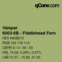 Color code: Valspar - 6003-6B - Fiddlehead Fern | qconv.com