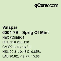 Code couleur: Valspar - 6004-7B - Sprig Of Mint | qconv.com