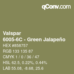 Color code: Valspar - 6005-6C - Green Jalapeño | qconv.com