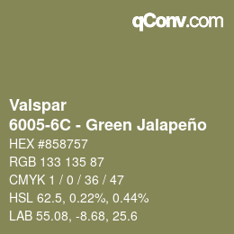 カラーコード: Valspar - 6005-6C - Green Jalapeño | qconv.com