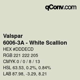 Color code: Valspar - 6006-3A - White Scallion | qconv.com