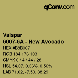 カラーコード: Valspar - 6007-6A - New Avocado | qconv.com