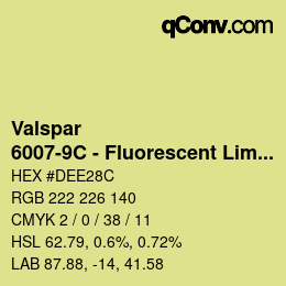 Color code: Valspar - 6007-9C - Fluorescent Lime | qconv.com