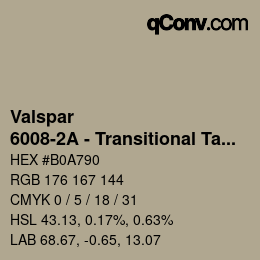 Color code: Valspar - 6008-2A - Transitional Tan | qconv.com
