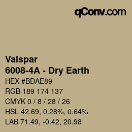 Color code: Valspar - 6008-4A - Dry Earth | qconv.com