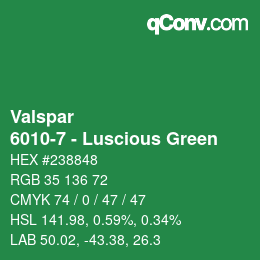 カラーコード: Valspar - 6010-7 - Luscious Green | qconv.com