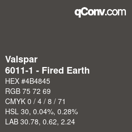 カラーコード: Valspar - 6011-1 - Fired Earth | qconv.com