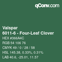 Color code: Valspar - 6011-6 - Four-Leaf Clover | qconv.com