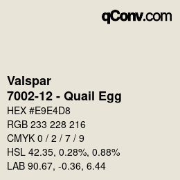 Color code: Valspar - 7002-12 - Quail Egg | qconv.com