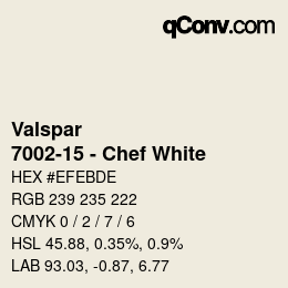 Code couleur: Valspar - 7002-15 - Chef White | qconv.com