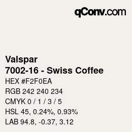 カラーコード: Valspar - 7002-16 - Swiss Coffee | qconv.com