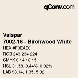 カラーコード: Valspar - 7002-18 - Birchwood White | qconv.com