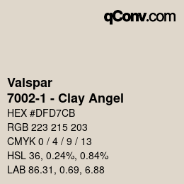 Color code: Valspar - 7002-1 - Clay Angel | qconv.com