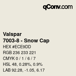 カラーコード: Valspar - 7003-8 - Snow Cap | qconv.com
