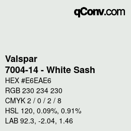 Color code: Valspar - 7004-14 - White Sash | qconv.com