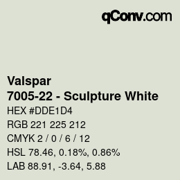カラーコード: Valspar - 7005-22 - Sculpture White | qconv.com