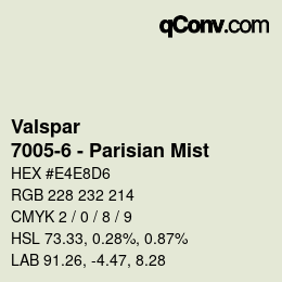 カラーコード: Valspar - 7005-6 - Parisian Mist | qconv.com