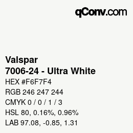 Color code: Valspar - 7006-24 - Ultra White | qconv.com