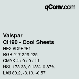 カラーコード: Valspar - CI190 - Cool Sheets | qconv.com