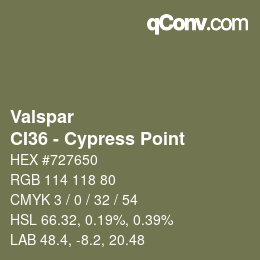 カラーコード: Valspar - CI36 - Cypress Point | qconv.com