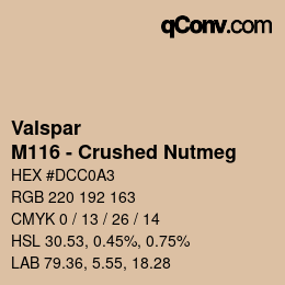 Code couleur: Valspar - M116 - Crushed Nutmeg | qconv.com
