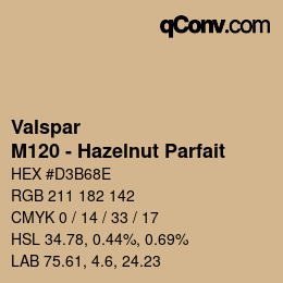 カラーコード: Valspar - M120 - Hazelnut Parfait | qconv.com