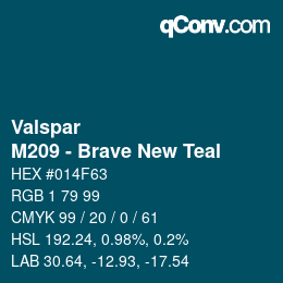 Farbcode: Valspar - M209 - Brave New Teal | qconv.com