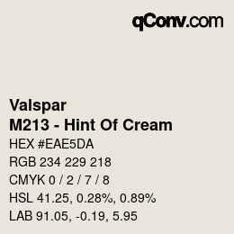 カラーコード: Valspar - M213 - Hint Of Cream | qconv.com