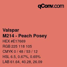 カラーコード: Valspar - M214 - Peach Posey | qconv.com