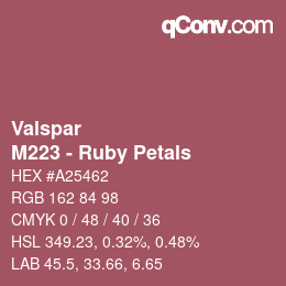 Código de color: Valspar - M223 - Ruby Petals | qconv.com