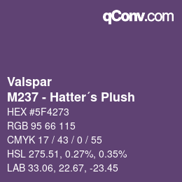 Color code: Valspar - M237 - Hatter´s Plush | qconv.com