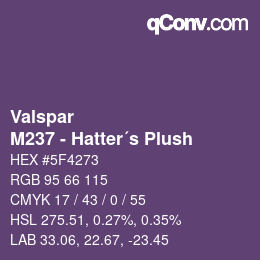 Code couleur: Valspar - M237 - Hatter´s Plush | qconv.com