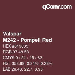 カラーコード: Valspar - M242 - Pompeii Red | qconv.com
