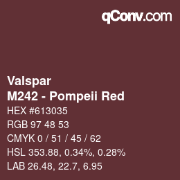 Color code: Valspar - M242 - Pompeii Red | qconv.com