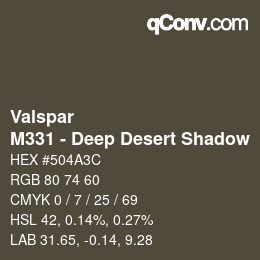 Code couleur: Valspar - M331 - Deep Desert Shadow | qconv.com