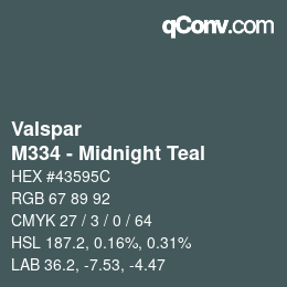 カラーコード: Valspar - M334 - Midnight Teal | qconv.com