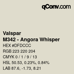 カラーコード: Valspar - M342 - Angora Whisper | qconv.com