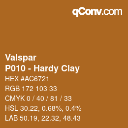 カラーコード: Valspar - P010 - Hardy Clay | qconv.com