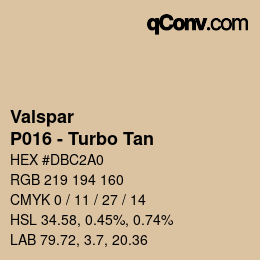 Color code: Valspar - P016 - Turbo Tan | qconv.com