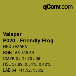 カラーコード: Valspar - P020 - Friendly Frog | qconv.com
