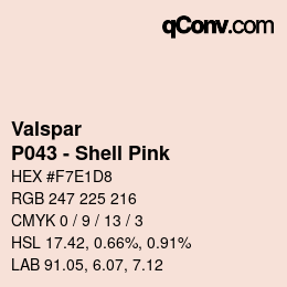 カラーコード: Valspar - P043 - Shell Pink | qconv.com