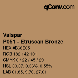 Color code: Valspar - P051 - Etruscan Bronze | qconv.com