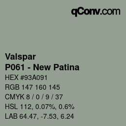 カラーコード: Valspar - P061 - New Patina | qconv.com