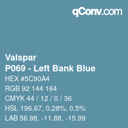 Code couleur: Valspar - P069 - Left Bank Blue | qconv.com