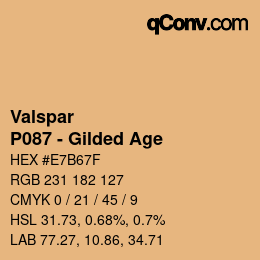 カラーコード: Valspar - P087 - Gilded Age | qconv.com